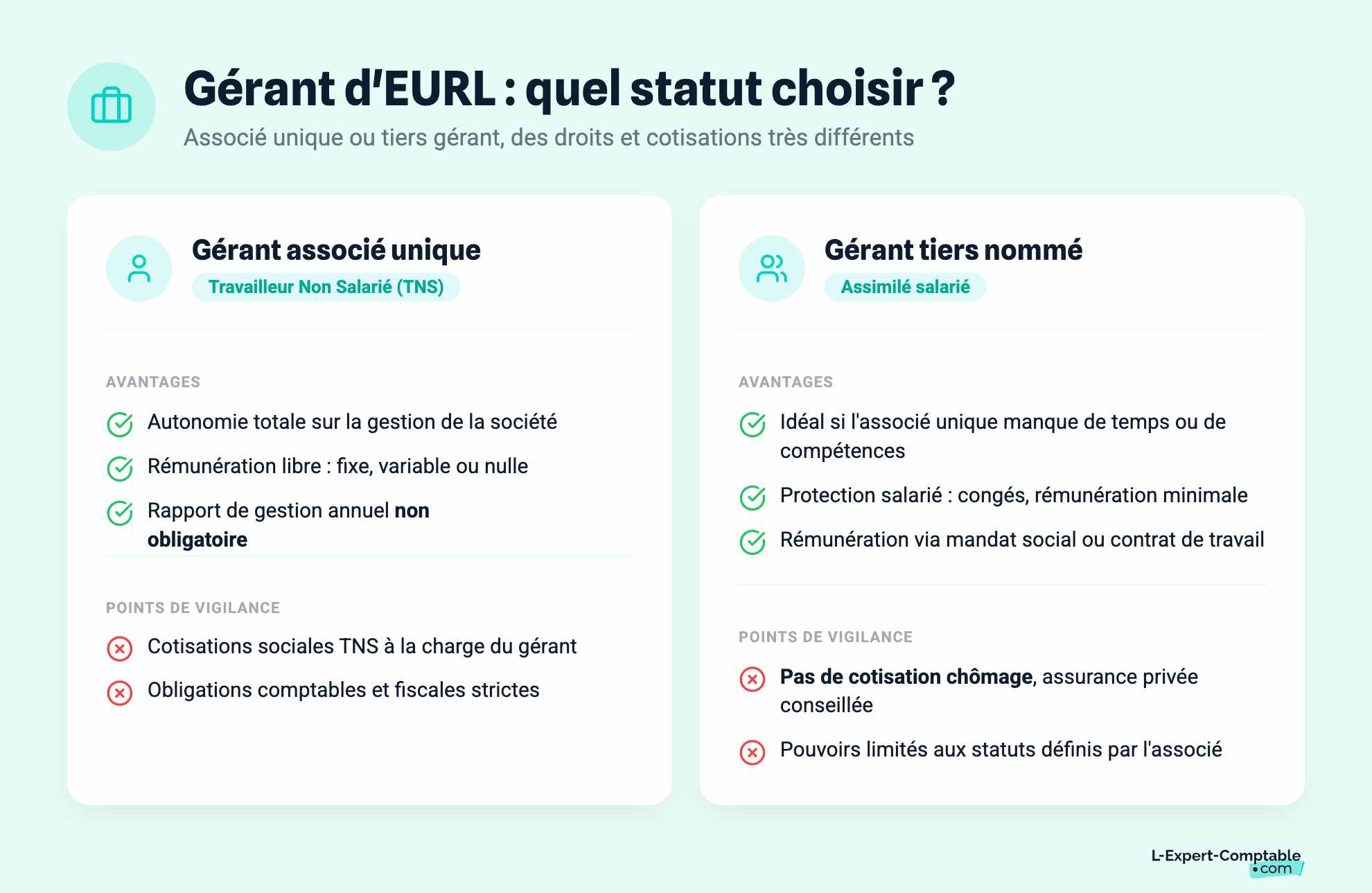 Gérant d'EURL : quel statut choisir ?